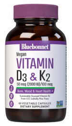 Vitamin D3 50mcg (2000 IU) & K2 (100 mg) - Vegan