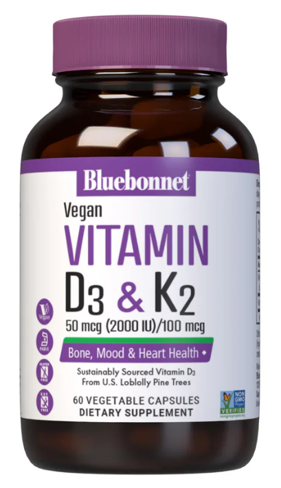 Vitamin D3 50mcg (2000 IU) & K2 (100 mg) - Vegan