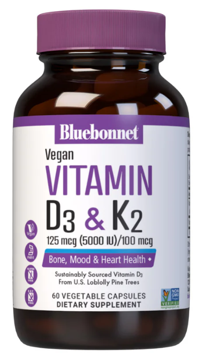 Vitamin D3 125mcg (5000 IU) & K2 (100 mg) - Vegan
