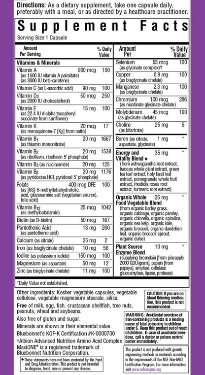 Maxi One Whole Food Based Multi (Iron Free)