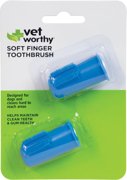 Vet Worthy Dog Finger Toothbrush - Soft Pet Finger Toothbrush - Pack of 2