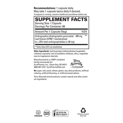 Andrographis EP80 Extra Strength 400mg
