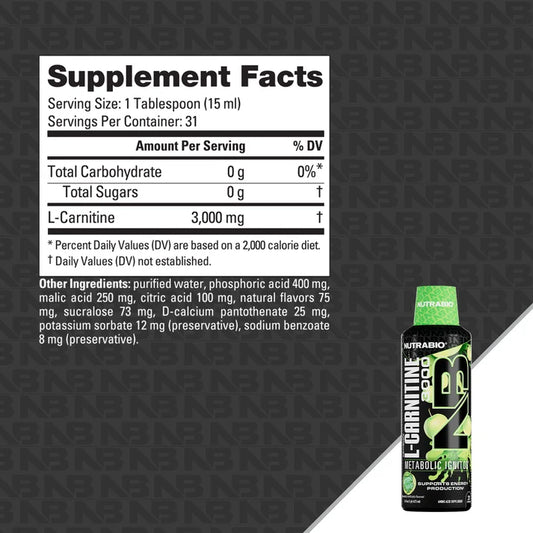 L-Carnitine 3000mg Green Apple 16oz