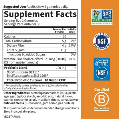 Dr. Formulated 10 Billion CFU Orange Dream Probiotic Gummies