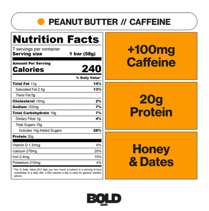 Peanut Butter Bar - 100mg Caffeine