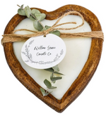 Small Heart Dough Candle - Sweet Vanilla and Dried Eucalyptus