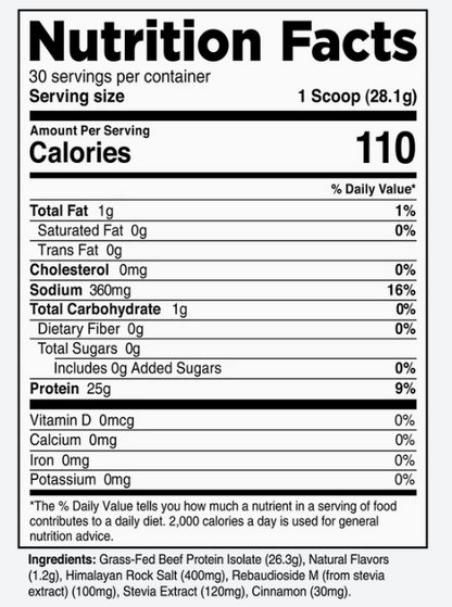 100% Grass-Fed Beef Protein Isolate - Vanilla