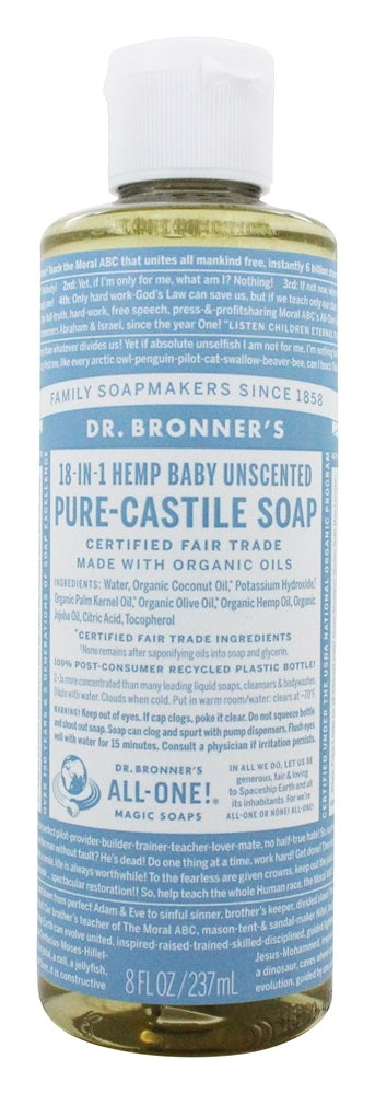 18 in 1 Hemp Pure Castile Soap Liquid - Baby - Unscented