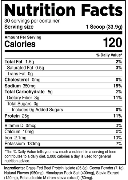 100% Grass-Fed Beef Protein Isolate - Chocolate