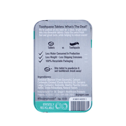 Coconut Powder Toothpaste Tablets with White Charcoal - Coconut Mint