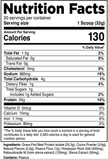 100% Grass-Fed Beef Protein Isolate - Chocolate Peanut Butter