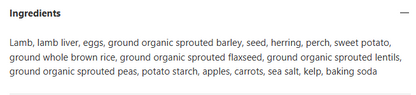 Synthetic Free Dog Food - Lamb