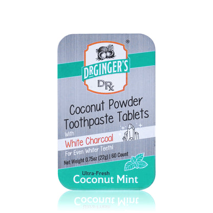 Coconut Powder Toothpaste Tablets with White Charcoal - Coconut Mint