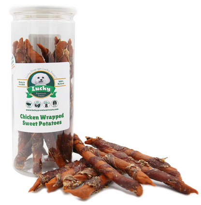 Chicken Wrapped Sweet Potato Chews