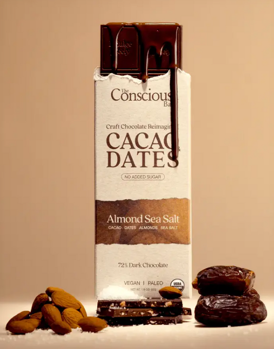 Date Sweetened Dark Chocolate - Almond Sea Salt