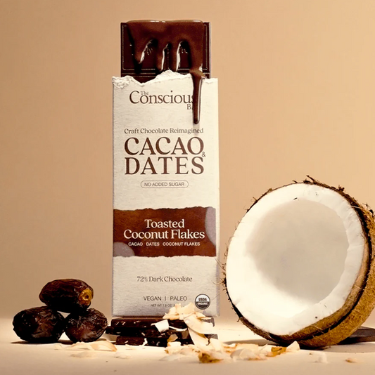 Date Sweetened Dark Chocolate - Toasted Coconut Flakes