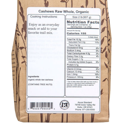 Organic Raw Whole Cashews