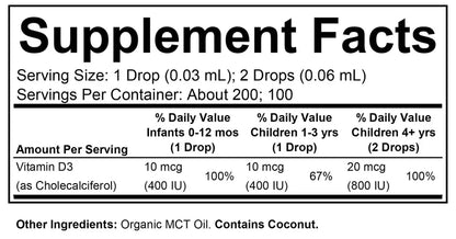 Organic Vitamin D3 Drops for Babies & Infants - Natural Berry Flavor